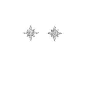 Σκουλαρίκια αστεράκια Excite fashion Jewellery με λευκά ζιργκόν από επιπλατινωμένο ασήμι 925. S-62-S-37