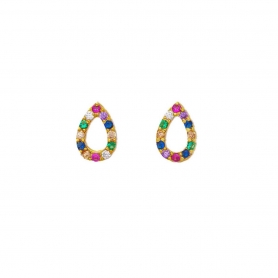 Σκουλαρίκια σταγόνα Excite fashion Jewellery με πολύχρωμα ζιργκόν από επιχρυσωμένο ασήμι 925. S-63-MYLT-G-7