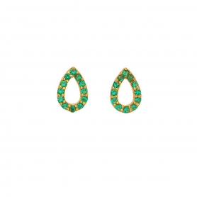 Σκουλαρίκια σταγόνα Excite fashion Jewellery με πράσινα  ζιργκόν από επιχρυσωμένο ασήμι 925 S-63-PRAS-G-7