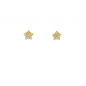 Ασημένια σκουλαρίκια Excite Fashion Jewellery αστεράκια με λευκά ζιργκόν από επιχρύσωμένο ασήμι 925. S-68-G-35