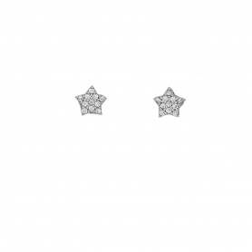 Σκουλαρίκια Excite Fashion Jewellery, αστεράκια με λευκά ζιργκόν από επιπλατινωμένο ασήμι 925  S-68-S-35