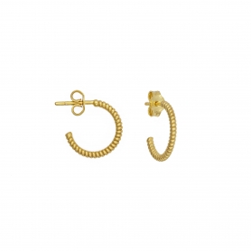 Σκουλαρίκια σκαλιστοί κρίκοι Excite Fashion Jewellery από επιχρυσωμένο ασήμι 925. S-71-G-65