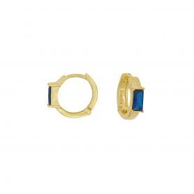 Σκουλαρίκια κρικάκια Excite Fashion Jewellery με μπλέ ζιργκόν από επιχρυσωμένο ασήμι 925.  S-90-MPLE-G-109