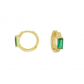 Σκουλαρίκια κρικάκια Excite Fashion Jewellery  με πράσινα ζιργκόν από επιχρυσωμένο ασήμι 925.  S-90-PRAS-G-109