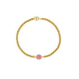 Βραχιόλι Excite Fashion Jewellery από επίχρυσο ατσάλι με ματάκι σε ροζ χρώμα από σμάλτο. B-1634-01-11-55