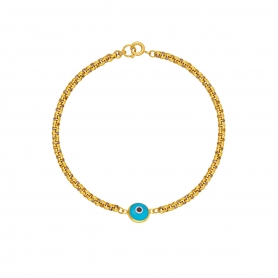 Bραχιόλι Excite Fashion Jewellery από επίχρυσο ατσάλι με ματάκι σε τιρκουάζ χρώμα από σμάλτο. B-1634-01-30-55