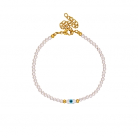 Χειροποίητο βραχιόλι Excite Fashion Jewellery  πέρλες με λευκό ματάκι B-1614-01-17-55