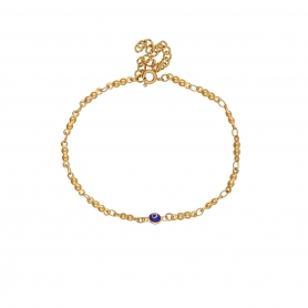 Βραχιόλι Excite fashion Jewellery με μπλέ ματάκι μουράνο  και επίχρυση αλυσίδα dots  ατσάλι.  B-1616-01-07-59
