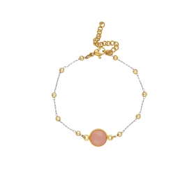 Βραχιόλι Excite fashion Jewellery με γυάλινη  πέτρα, ροζάριο αιματίτη & αλυσίδα ατσάλι. B-1617-01-11-95