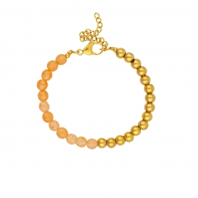 Βραχιόλι half & half, Excite fashion Jewellery με πορτοκαλί και μεταλλικές επίχρυσες χάντρες. B-1627-01-19-8