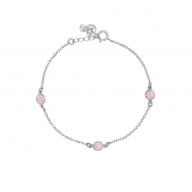 Βραχιόλι  Excite Fashion Jewellery με ροζ  ζιργκόν από επιπλατινωμένο ασήμι 925. B-36-ROZ-S-7