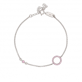 Βραχιόλι  Excite Fashion Jewellery με ροζ  ζιργκόν απο επιπλατινωμένο  ασήμι 925. B-4-ROZ-S-66