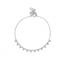 Βραχιόλι Excite fashion Jewellery με επιπλατινωμένα κρεμαστά στρογγυλά μοτίφ από ανοξείδωτο ατσάλι B-6-42-S