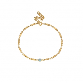 Βραχιόλι Excite fashion jewellery γαλάζιο ματάκι μουράνο με ατσάλινη επίχρυση αλυσίδα.  B-1616-01-14-59