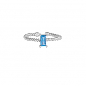 Μονόπετρο δαχτυλίδι Excite Fashion Jewellery με γαλάζιο  ζιργκόν απο επιπλατινωμένο ασήμι 925 D-22-AQUA-S-69