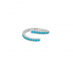 Δαχτυλίδι Excite Fashion Jewellery ανοιχτό  βεράκι με τυρκουάζ  ζιργκόν από επιπλατινωμένο ασήμι  925 D-28-TYRK-S-105