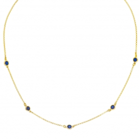 Κολιέ Excite fashion jewellery με σειρά  μπλέ ζιργκόν από επιπλατινωμένο ασήμι 925.  K-68-MPLE-G-105