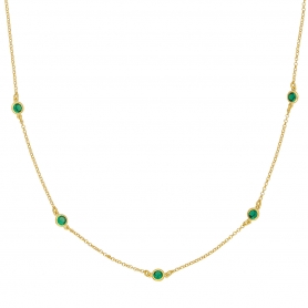 Κολιέ Excite Fashion Jewellery με πράσινα ζιργκόν από επιχρυσωμένο ασήμι 925.  K-68-PRAS-G-105