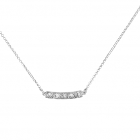 Κολιέ Excite Fashion Jewellery μπάρα με λευκά ζιργκόν από επιπλατινωμένο ασήμι 925.  K-69-AS-S-85
