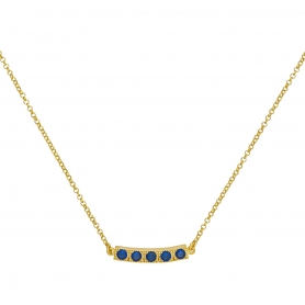 Κομψό κολιέ Excite Fashion Jewellery μπάρα με μπλέ ζιργκόν από επιχρυσωμένο ασήμι 925. K-69-MPLE-G-85