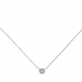 Κολιέ Excite Fashion Jewellery με μονόπετρο  στην αλυσίδα από επιπλατινωμένο  ανοξείδωτο ατσάλι (δεν μαυρίζει) N-68-79-S