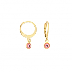 Σκουλαρίκια Excite Fashion Jewellery, κρικάκια από επίχρυσο ατσάλι με κρεμαστό ροζ ματάκι μουράνο S-1611-01-11-45