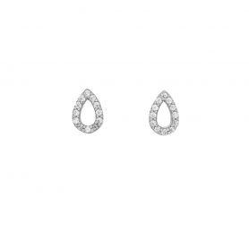Καρφωτά σκουλαρίκια Excite fashion Jewellery από επιπλατινωμένο ασήμι 925 σχέδιο σταγόνα με λευκά ζιργκόν. S-63-AS-S-7