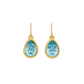 Σκουλαρίκια Excite fashion jewellery σταγόνα από ανοξείδωτο επίχρυσο ατσάλι με γαλάζιο κρύσταλλο Swarovski S-852-01-14-8