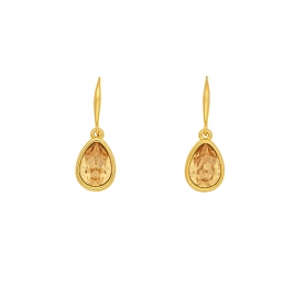 Χειροποίητα επιχρυσωμένα σκουλαρίκια Excite Fashion Jewellery με κρύσταλλα Swarovski σε μελί απόχρωση. S-852-01-19-8