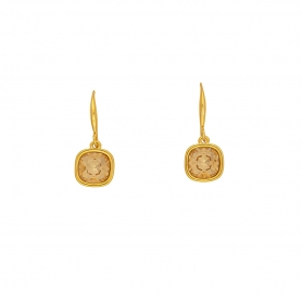Χειροποίητα επιχρυσωμένα σκουλαρίκια Excite Fashion Jewellery με κρύσταλλα Swarovski σε μελί απόχρωση. S-853-01-19-69
