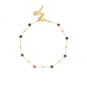 Βραχιόλι ποδιού Excite fashion jewellery φτιαγμένο με  επίχρυση αλυσίδα ατσάλι, dots και  χάντρες. BP-1604-01-04-49