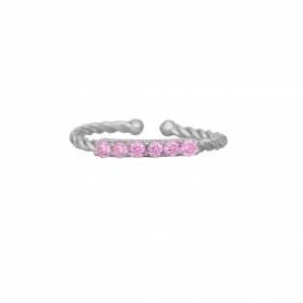 Δαχτυλίδι Excite Fashion Jewellery  απο  επιπλατινωμένο ασήμι 925 με σειρά από ροζ ζιργκόν.  D-27-ROZ-S-7