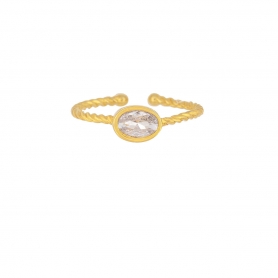 Μονόπετρο  δαχτυλίδι Excite Fashion Jewellery  με λευκό ζιργκόν από επιχρυσωμένο ασήμι 925.  D-54-AS-G-75