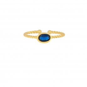 Μονόπετρο  δαχτυλίδι Excite Fashion Jewellery  με μπλέ  ζιργκόν από επιχρυσωμένο ασήμι 925.  D-54-MPLE-G-75