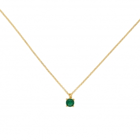 Κολιέ Excite Fashion Jewellery, μονόπετρο με πράσινο ζιργκόν από επιχρυσωμένο ασήμι 925. K-11-PRAS-G-79