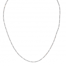 Κολιέ Excite fashion jewellery ροζάριο με λευκές πέτρες και ατσάλινη αλυσίδα. K-1620-03-17-55