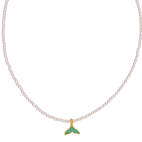 Κολιέ Excite fashion jewellery με πέρλες και επίχρυση ουρά ψαριού με σμάλτο. K-1628-01-30-49
