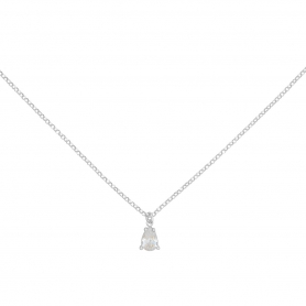 Κολιέ Excite fashion jewellery, μονόπετρο, σταγόνα, λευκό  ζιργκόν,από επιπλατινωμένο ασήμι 925 K-96-AS-S-89