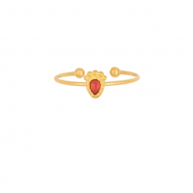 Δαχτυλίδι Excite Fashion Jewellery, λεπτό,  σχέδιο σταγόνα, με κόκκινη πέτρα,  από επιχρυσο ατσάλι (δεν μαυρίζει).  R-0518017-RED-5