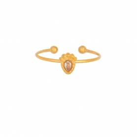 Δαχτυλίδι Excite Fashion Jewellery, λεπτό,  σχέδιο σταγόνα, με λευκή πέτρα,  από επιχρυσο ατσάλι (δεν μαυρίζει). R-0518017-WHITE-5