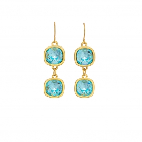 Σκουλαρίκια Excite Fashion Jewellery κρεμαστά με γαλάζια κρύσταλλα Swarovski. S-1619-01-14-105
