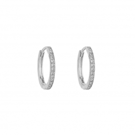 Σκουλαρίκια Excite Fashion Jewellery επιπλατινωμένο ασήμι 925, κρικάκια με λευκά ζιργκόν. S-40-AS-S-71