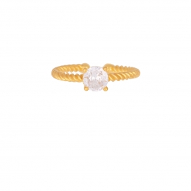 Μονόπετρο  δαχτυλίδι Excite Fashion Jewellery  με λευκό ζιργκόν από επιχρυσωμένο  ασήμι 925. D-56-AS-G-89