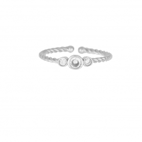 Δαχτυλίδι Excite Fashion Jewellery με λευκά ζιργκόν από επιπλατινωμένο ασήμι  925.  D-60-AS-S-6