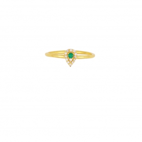 Δαχτυλίδι  Excite Fashion Jewellery, σταγόνα , με πράσινα  ζιργκόν,  από επιχρυσωμένο ασήμι 925. D-69-PRAS-G-5