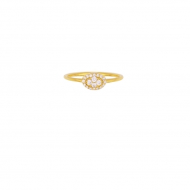 Δαχτυλίδι  Excite Fashion Jewellery, οβάλ , με λευκά  ζιργκόν,  από επιχρυσωμένο ασήμι 925.  D-70-AS-G-5