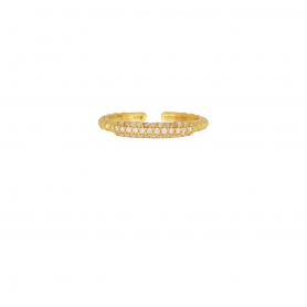 Δαχτυλίδι μισόβερο Excite Fashion Jewellery, με λευκά ζιργκόν από επιχρυσωμένο ασήμι 925. D-76-AS-G-79