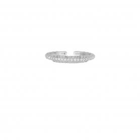 Δαχτυλίδι μισόβερο Excite Fashion Jewellery, με λευκά  ζιργκόν από επιπλατινωμένο ασήμι 925. D-76-AS-S-79