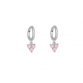 Σκουλαρίκια Excite Fashion Jewellery  κρικάκια  με κρεμαστό στοιχείο στολισμένα με ροζ ζιργκόν από επιπλατινωμένο ασήμι 925. S-10-ROZ-S-75