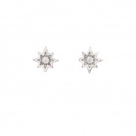 Καρφωτά σκουλαρίκια αστεράκια απο επιπλατινωμένο ασήμι 925 με λευκά ζιργκόν στο κέντρο.S-33-AS-S-4